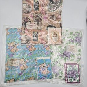 Vintage 1980s Bundle of 3 Sealed Current Inc Gift Wrap Sheets With Card